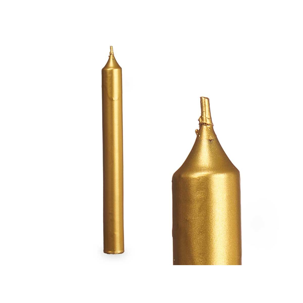 Candle Set Acorde Golden 2 x 2 x 15 cm 6 x 15 x 4 cm (12 Units)